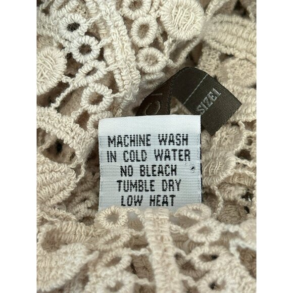 XCVI Women's Cream V-Neck Crocheted Cold Shoulder Blouse Size 1 Beach Cover Up - Picture 6 of 6